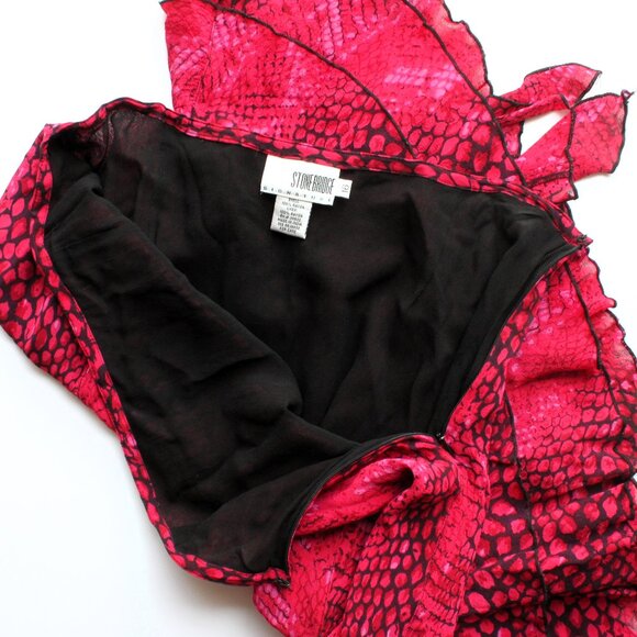 Stonebridge Skirt Sz 16 Pink Black Lined Leopard Animal Print Shark Bite A-Line - Picture 4 of 6